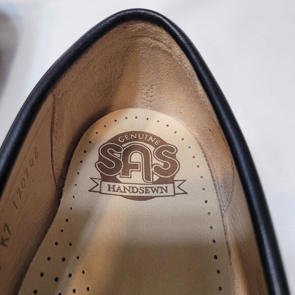 SAS Handsewn Black Leather Loafer Slip On Moccasin Shoes Mens Size 9C,Women 10.5 main image 4